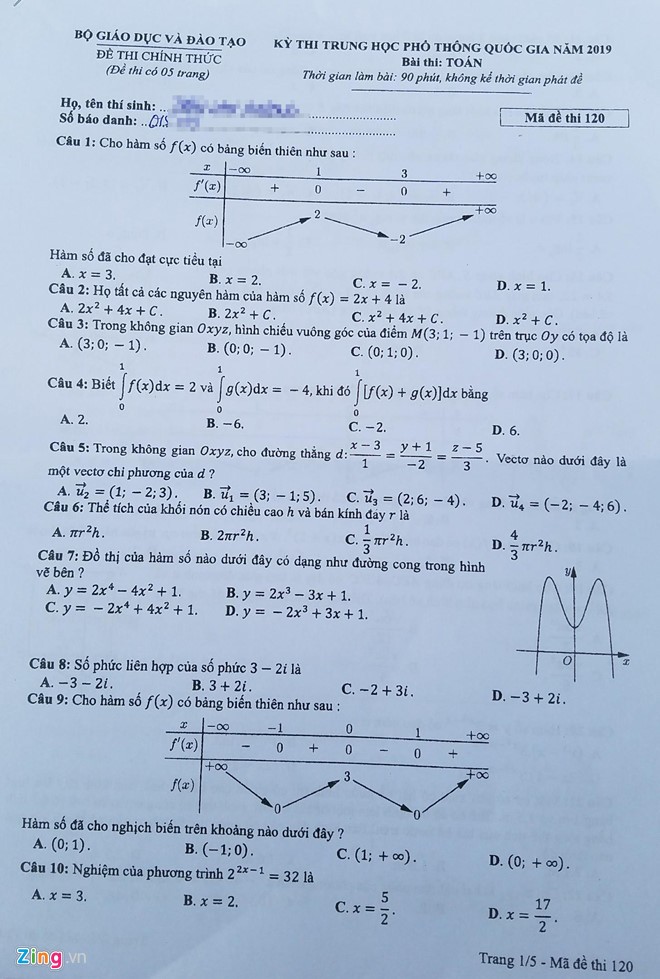 De thi mon Toan THPT quoc gia 2019 hinh anh 1 