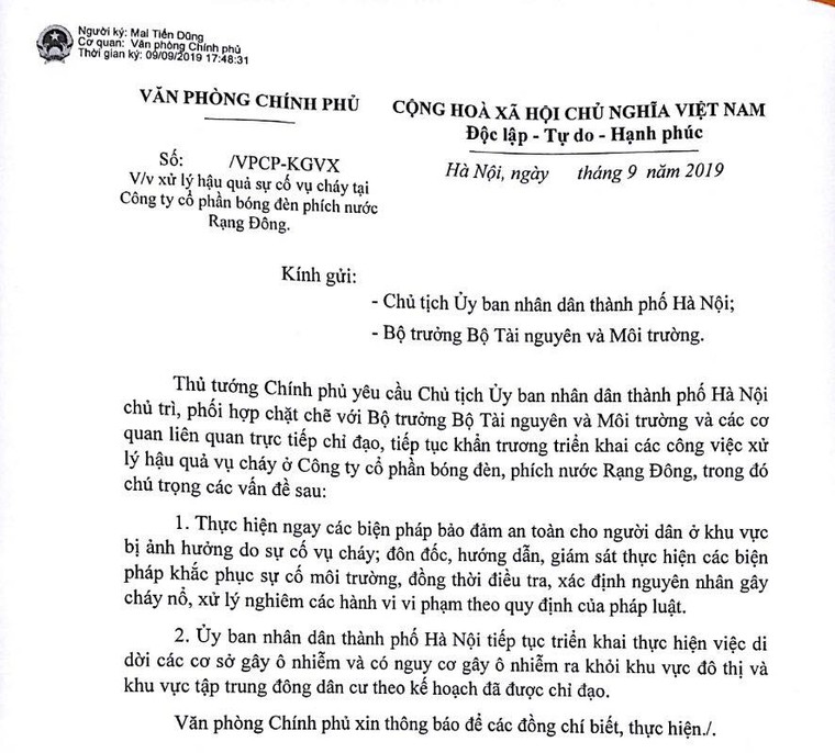 Thủ tướng chỉ đạo xử lý hậu quả vụ cháy Rạng Đông ảnh 1
