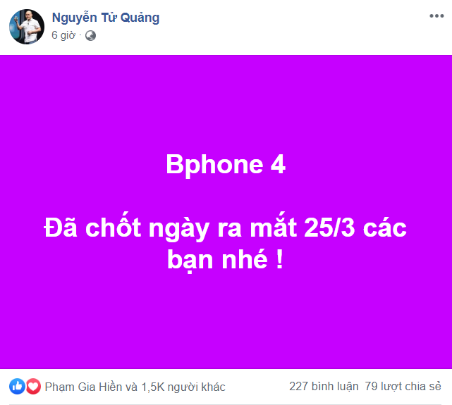 CEO Nguyễn Tử Quảng ấn định ngày ra mắt Bphone 4 ảnh 1