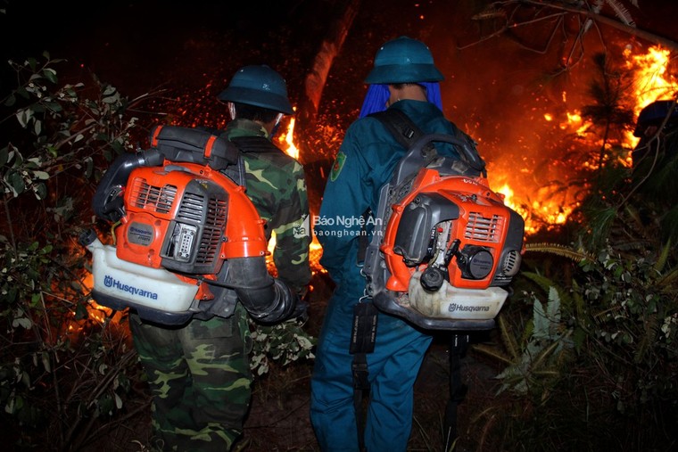 Trắng đêm dập lửa, cứu rừng thông cháy ngùn ngụt ở Nghệ An ảnh 5