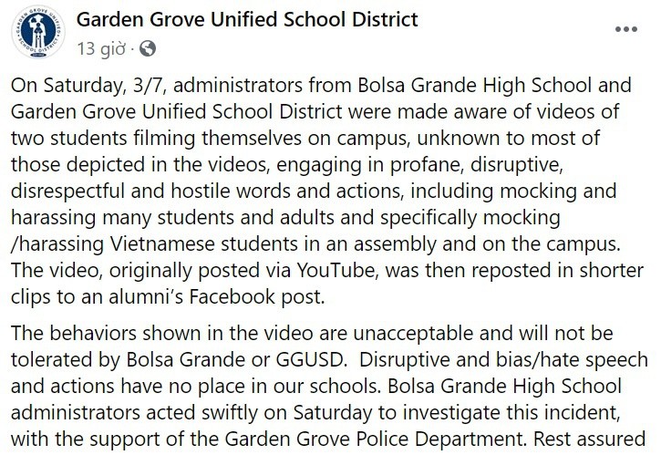 Học sinh gốc Việt bị miệt thị, gọi là virus corona ở trường cấp 3 Mỹ ảnh 3