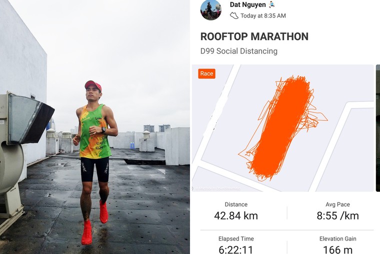 Kỷ lục thời cách ly: chạy 42km trên sân thượng 25m ảnh 1