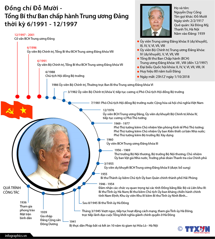 Quá trình công tác của nguyên Tổng Bí thư Đỗ Mười ảnh 1