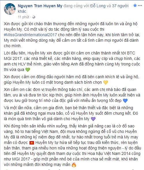  Huyền My lên tiếng sau loạt lùm xùm hậu Miss Grand International ảnh 1