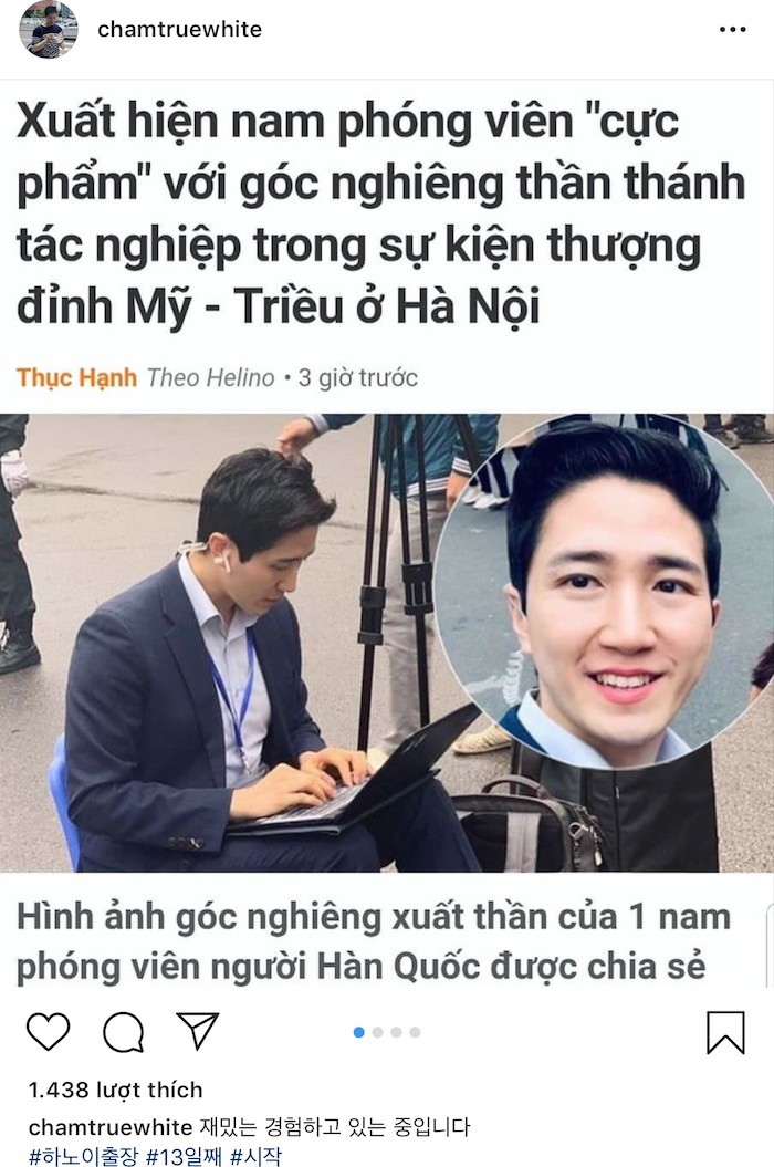 Phóng viên điển trai Hàn Quốc đang tác nghiệp ở Hà Nội gây 'bão' mạng xã hội ảnh 3