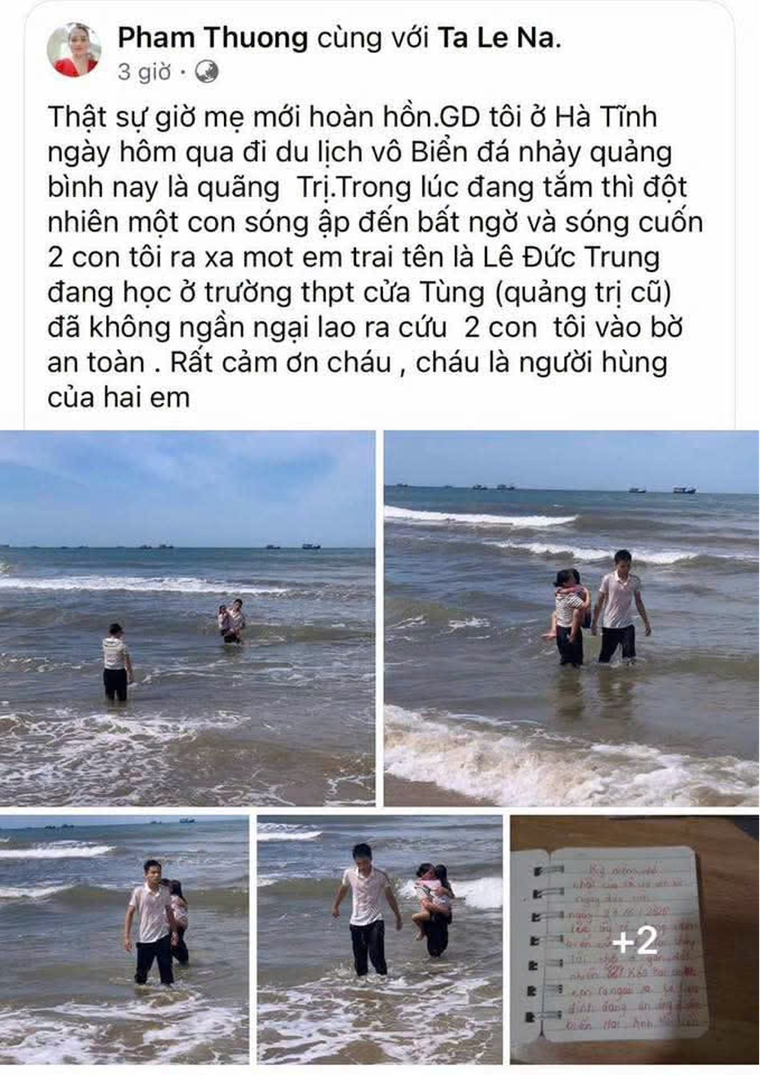 Quảng Trị: Nam sinh trường THPT Cửa Tùng dũng cảm cứu 2 em nhỏ tại bãi biển Đá Nhảy ảnh 1
