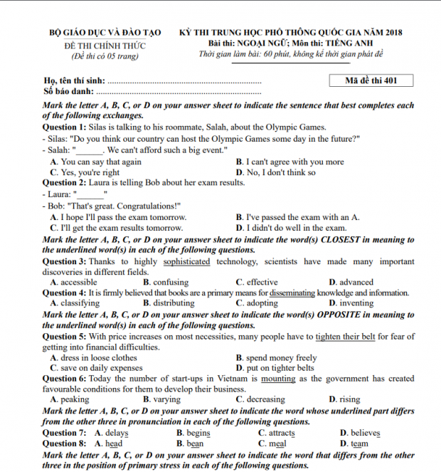 Nhiều chuyên gia, giáo sư cũng phải ‘bó tay’ với đề thi THPT quốc gia 2018 ảnh 4