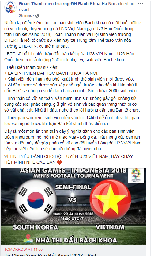 Nhiều trường ĐH tổ chức cho sinh viên xem Olympic Việt Nam gặp Hàn Quốc ảnh 2