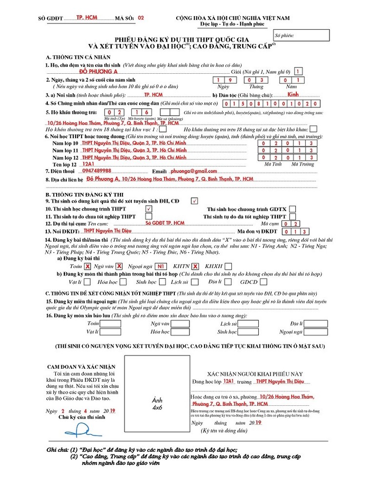 Những điều cần lưu ý khi làm hồ sơ thi THPT quốc gia 2019 ảnh 1