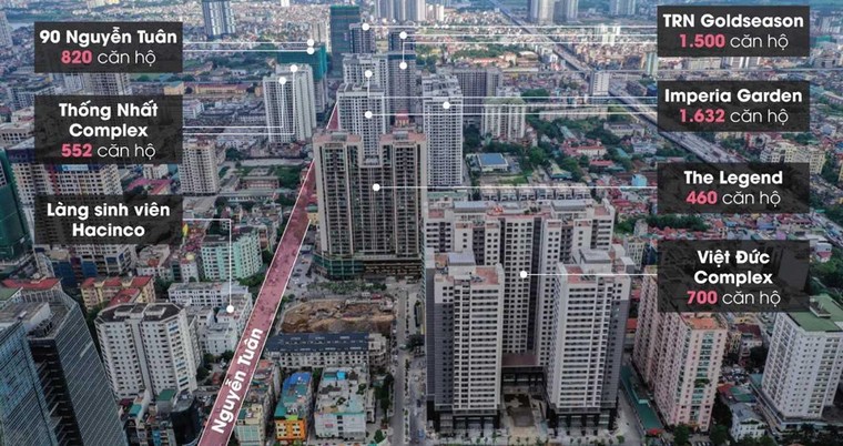 20 tòa chung cư chen chúc trên tuyến đường 720 m tại Hà Nội ảnh 1