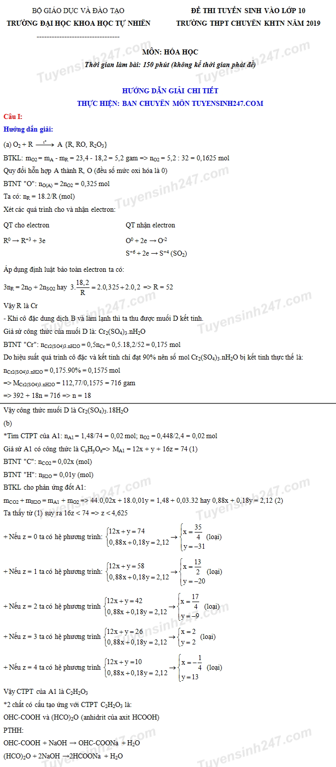 Đề thi và đáp án gợi ý môn Hóa học vào 10 trường chuyên Khoa học Tự nhiên ảnh 2