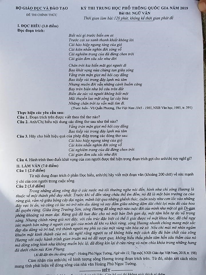 Nhiều thí sinh nhận xét đề thi THPT quốc gia 2019 môn Ngữ Văn 'dễ thở' ảnh 1