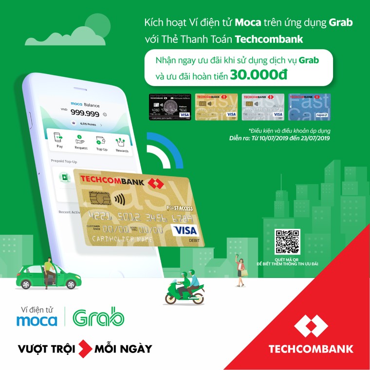 Ví điện tử Moca trên ứng dụng Grab chính thức liên kết với Techcombank ảnh 2