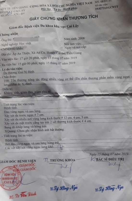 Xác minh vụ bé trai 13 tuổi ở Tiền Giang bị cô ruột bạo hành dã man ảnh 2