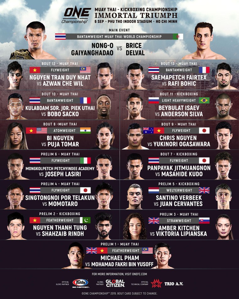 Công bố lịch thi đấu chính thức cho ONE: IMMORTAL TRIUMPH ảnh 2