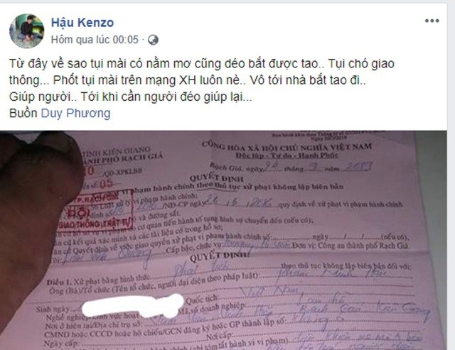 Lập biên bản đối tượng vi phạm giao thông còn lăng mạ CSGT trên Facebook ảnh 1