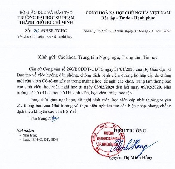 Hơn 70 trường đại học kéo dài lịch nghỉ Tết nhằm tránh dịch bệnh do virus corona ảnh 1