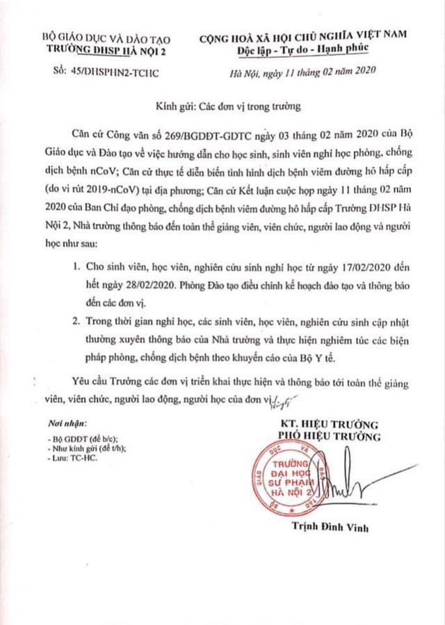 Nhiều trường đại học tiếp tục cho sinh viên nghỉ đến đầu tháng 3 để phòng Covid-19 ảnh 2