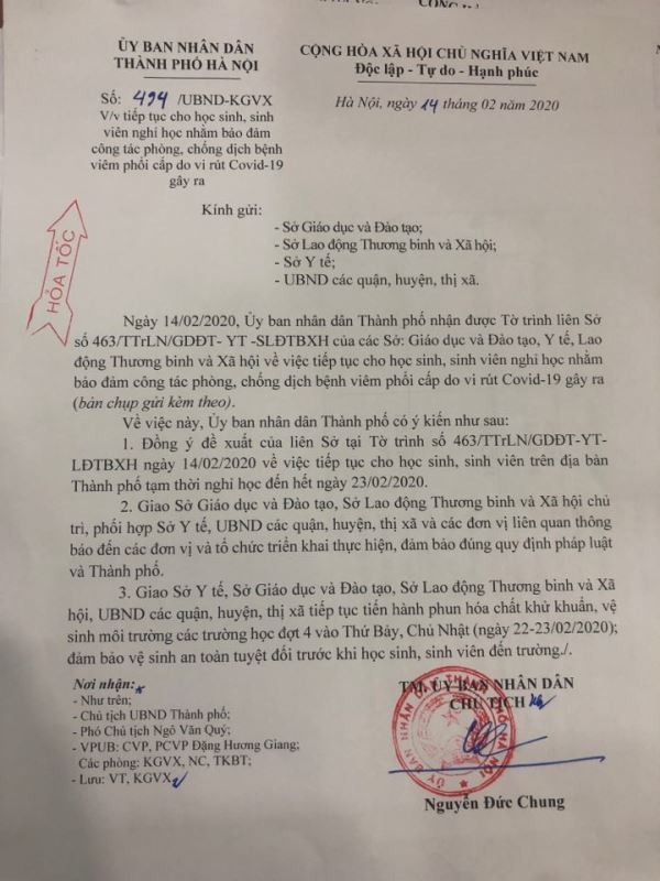 Học sinh Hà Nội tiếp tục nghỉ học đến hết ngày 23/2 ảnh 1