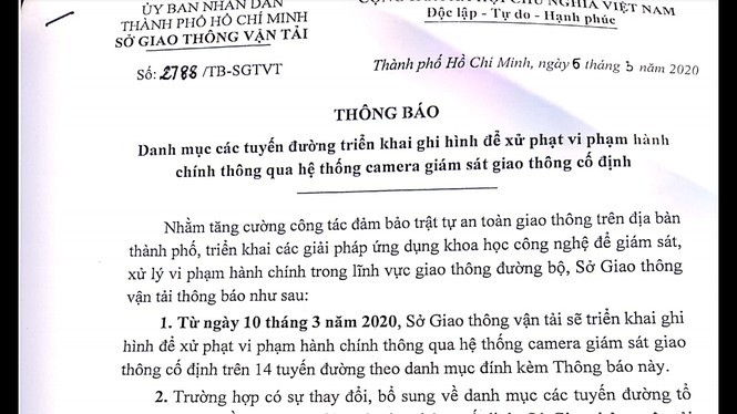 TPHCM sẽ xử phạt vi phạm giao thông qua hình ảnh trên 14 tuyến đường ảnh 1