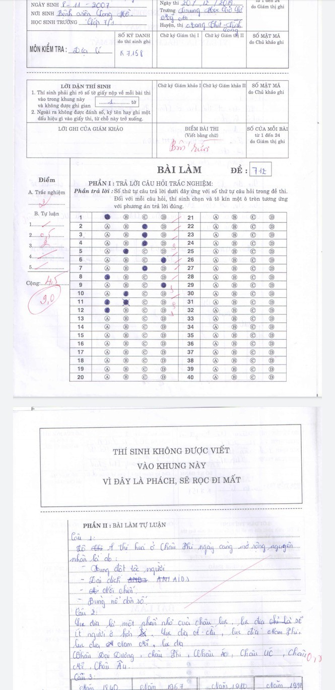 Phát hiện 167 bài kiểm tra học kì I được nâng từ 0,75 - 7 điểm ảnh 2