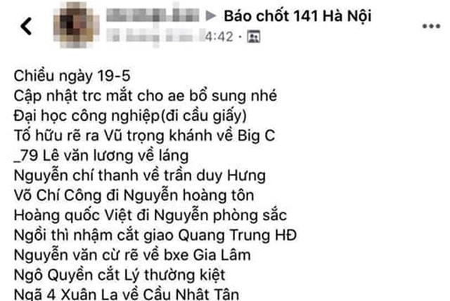 'Chỉ điểm' chốt 141 Hà Nội trên Facebook, một đối tượng bị xử lý ảnh 1