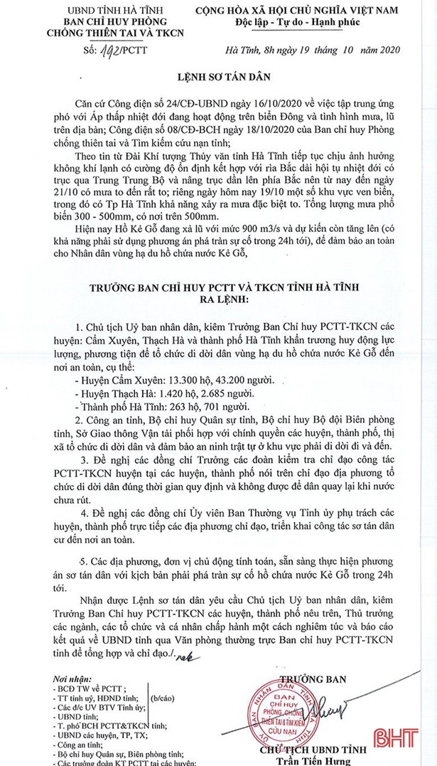 Hồ Kẻ Gỗ xả lũ 900 m3/s, Hà Tĩnh ra lệnh sơ tán 46.000 dân ảnh 1