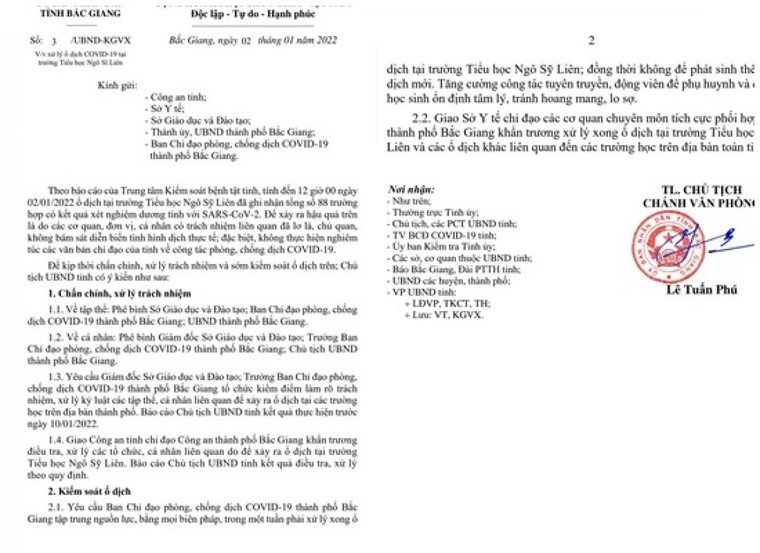 Bắc Giang phê bình Sở GD-ĐT để xảy ra ổ dịch tại trường tiểu học ảnh 1