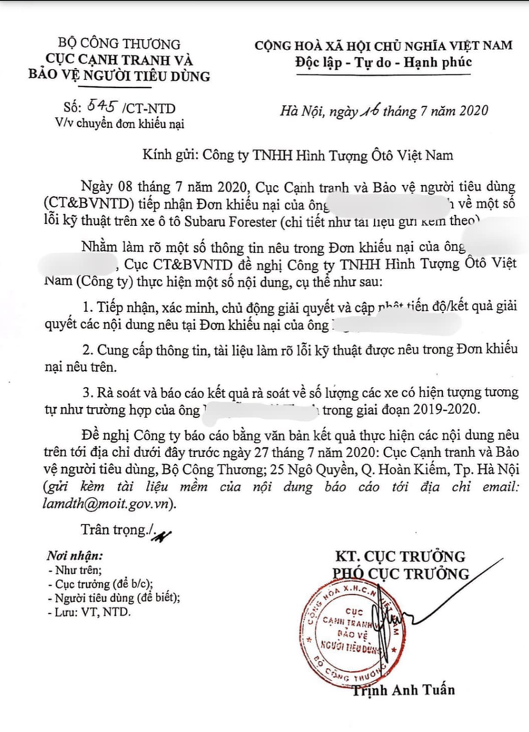 Hàng loạt xe Subaru Forester báo lỗi động cơ, Cục Cạnh tranh và Bảo vệ người tiêu dùng vào cuộc ảnh 4
