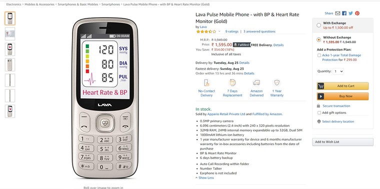 Điện thoại phổ thông có cảm biến nhịp tim, đo huyết áp giá chưa đến 500.000 Đồng ảnh 3