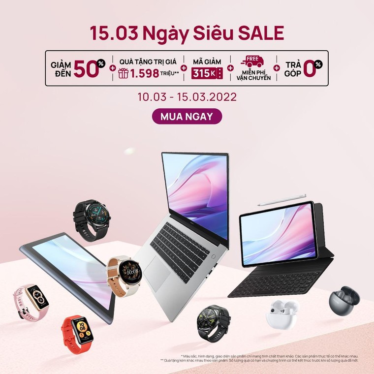 Huawei ưu đãi tới 50%, giảm giá tới, quà tặng 1,5 triệu Đồng trong tháng 3 ảnh 1