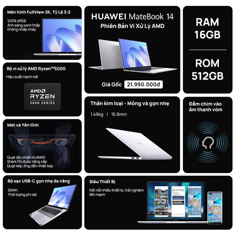Huawei tung phiên Bản MateBook 14 mới với vi xử lý AMD ảnh 4