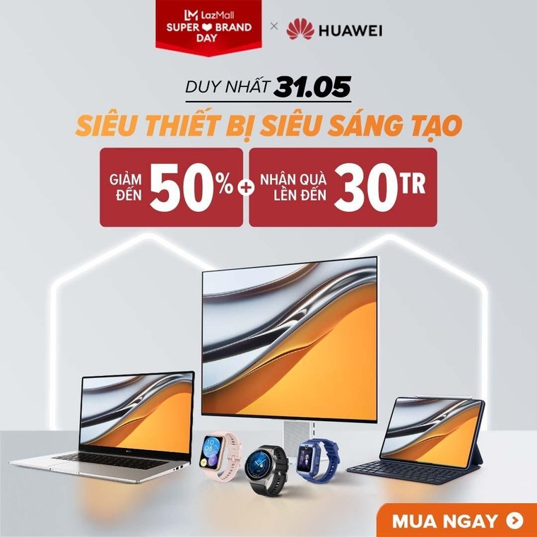 Huawei giảm mạnh đến 50%, tặng quà đến 30 triệu đồng trong ngày sale thương hiệu trên Lazada ảnh 1