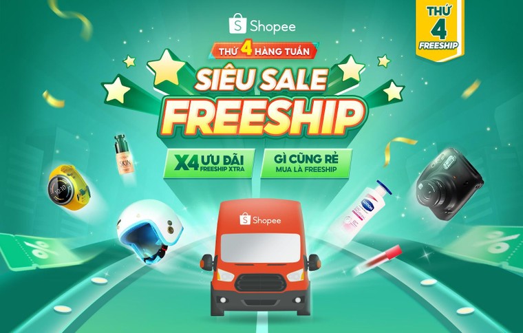 Shopee sale đậm kèm miễn phí vận chuyển mỗi thứ 4 hàng tuần, nhanh tay truy cập để săn sale ảnh 1