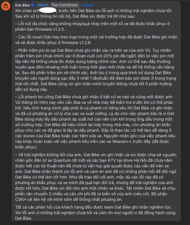 Dat Bike đổi xe mới ngay lập tức khi người dùng phản ánh xe máy điện Quantum nhiều lỗi ảnh 5