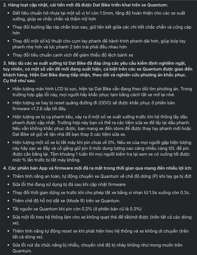 Dat Bike đổi xe mới ngay lập tức khi người dùng phản ánh xe máy điện Quantum nhiều lỗi ảnh 6