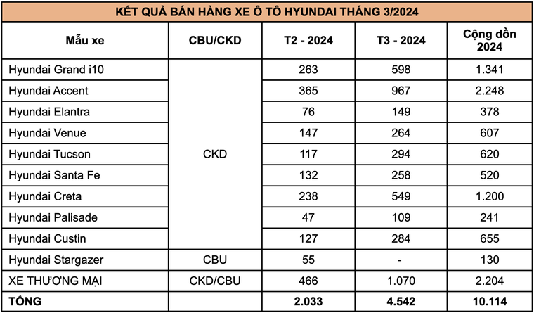 Hyundai có doanh số vượt bậc trong tháng 3/2024 ảnh 3