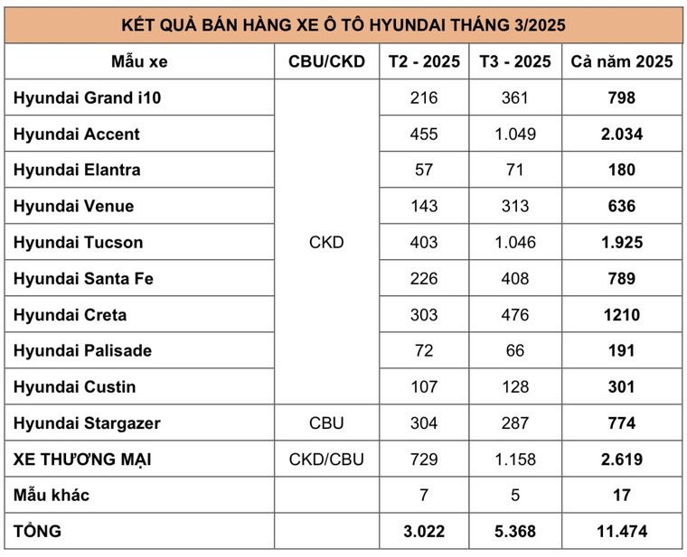 TC Group thông báo kết quả bán hàng Hyundai tháng 3/2025 ảnh 3