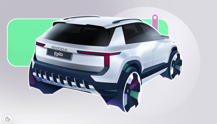 Škoda hé lộ những phác thảo nội thất đầu tiên và công bố ngày ra mắt toàn cầu của Epiq thuần điện ảnh 3