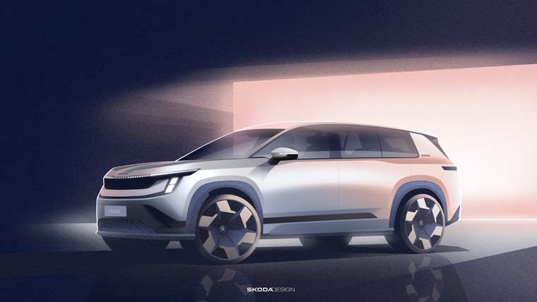 Škoda giới thiệu phác thảo ngoại thất của mẫu SUV điện 7 chỗ hoàn toàn mới Peaq ảnh 2