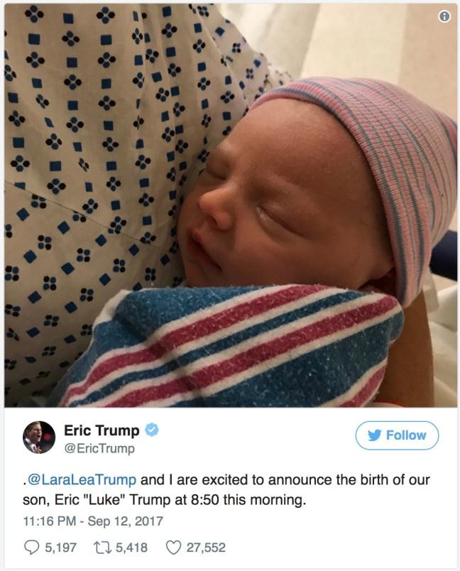 Tổng thống Mỹ Donald Trump có thêm người cháu thứ 9 ảnh 1