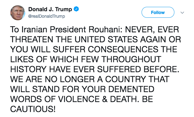 Ông Trump cảnh báo Iran: Đừng bao giờ đe doạ Mỹ ảnh 1