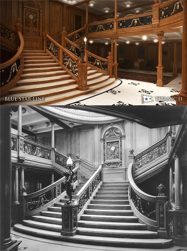  Titanic II sáº½ tÃ¡i hiá»n láº¡i chiáº¿c cáº§u thang lá»n dÃ&nbsp;nh cho hÃ&nbsp;nh khÃ¡ch Äi vÃ© háº¡ng nháº¥t, chi tiáº¿t tá»«ng xuáº¥t hiá»n trong bá» phim Titanic nÄm 1997.