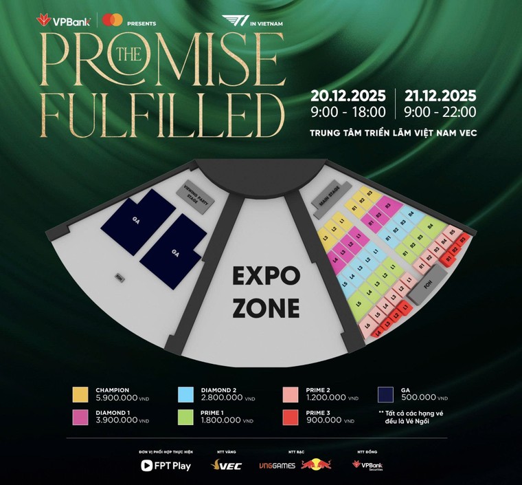 VPBank công bố seat map và giá vé Fan meeting của T1 tại Hà Nội ảnh 1