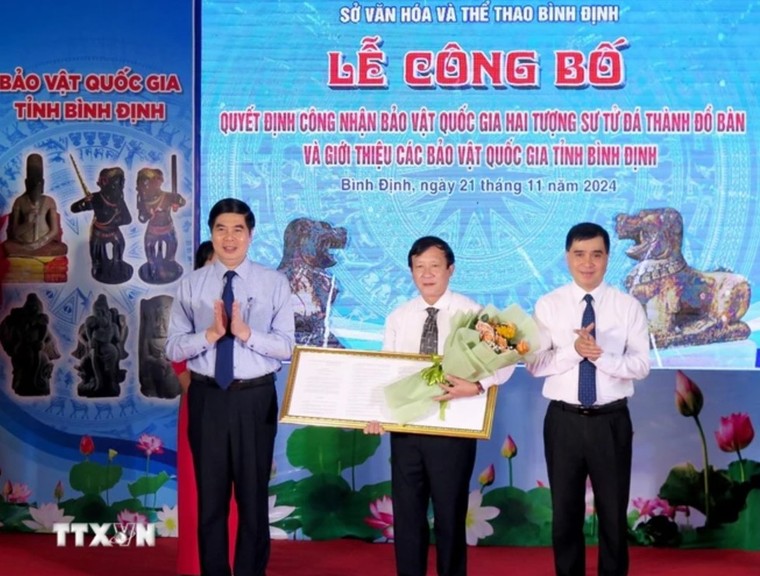 Công nhận bảo vật quốc gia "Hai tượng sư tử đá thành Đồ Bàn" ảnh 1