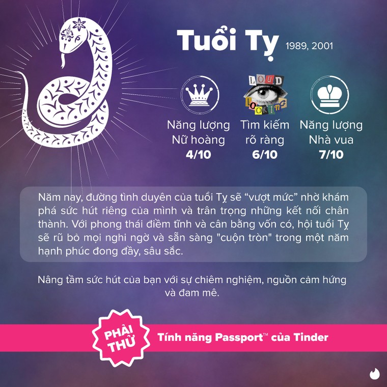 Tinder tung bí kíp trường năng lượng thăng hoa, giúp đường tình duyên của hội độc thân "đỉnh nóc, kịch trần" Tết Ất Tỵ ảnh 1