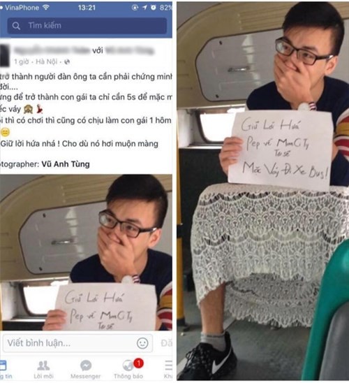 Dân mạng dậy sóng với chàng trai 'mặc váy ren, đi xe buýt' ảnh 1