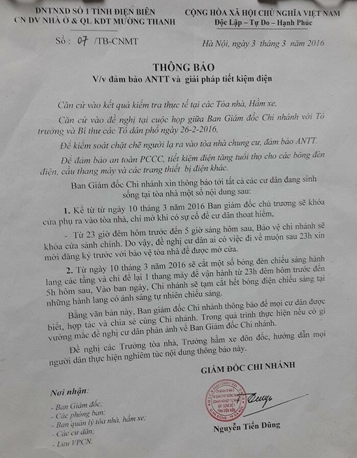 Choáng váng với quy định khóa cửa chung cư sau 23 giờ đêm ảnh 1