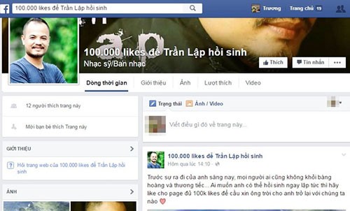 Hàng loạt trang mạng câu like độc ác từ sự ra đi của Trần Lập ảnh 1