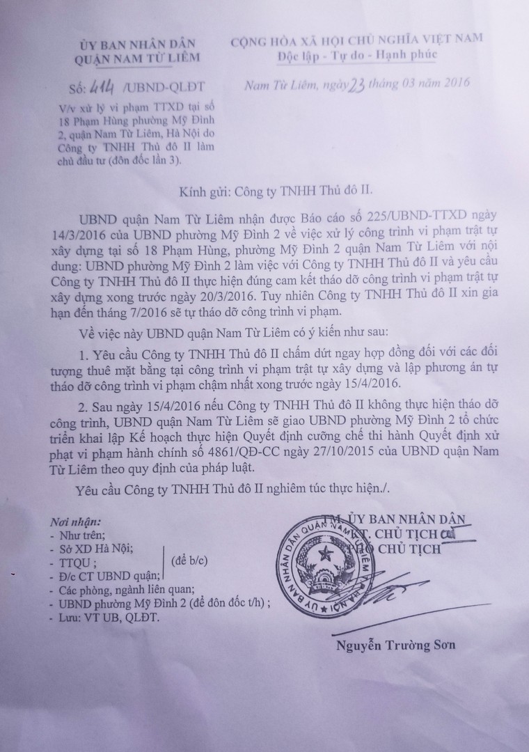 Ra 'tối hậu thư' phá dỡ công trình sai phép ở 18 Phạm Hùng ảnh 2